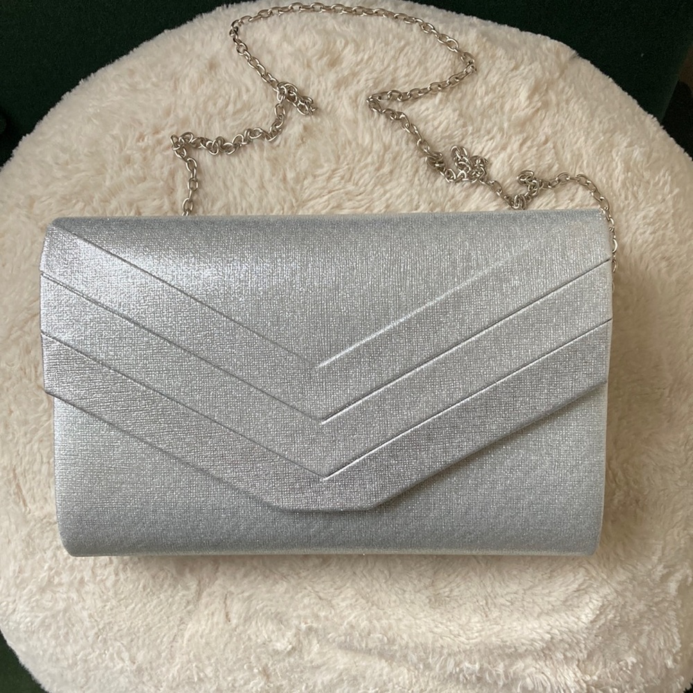 Silver Crossbody Clutch